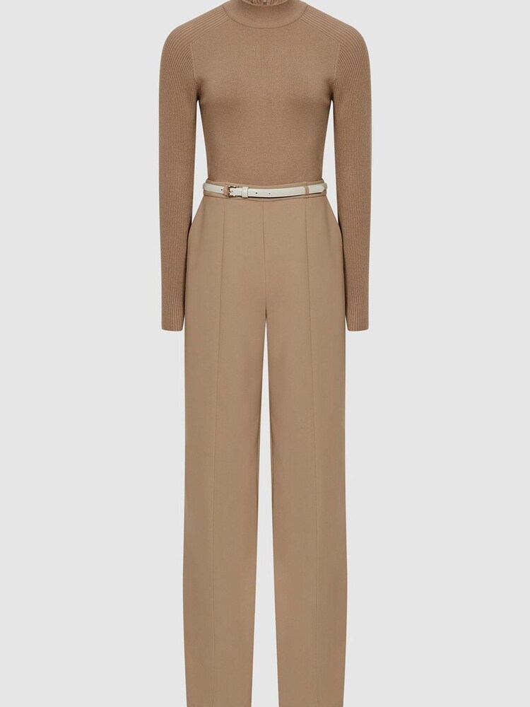 Reiss Camel Clarissa Hybrid Jumpsuit - Image 2 of 7 Reiss Camel Clarissa Hybrid Jumpsuit - Image 2 of 7