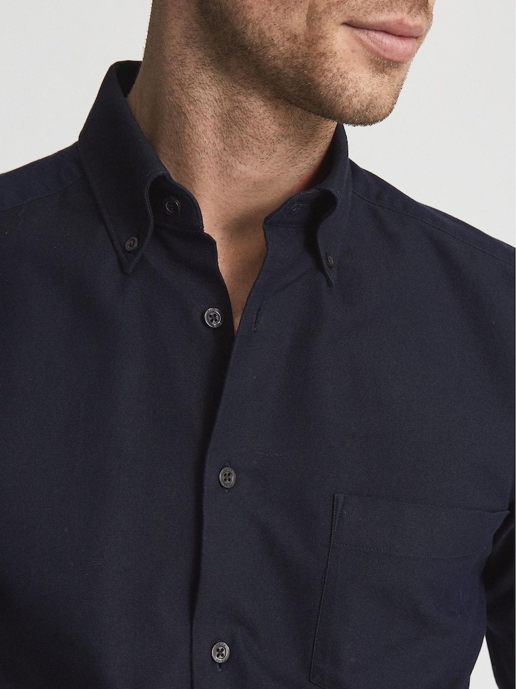 Reiss Navy Soft Wash Button Down Oxford Shirt - Image 6 of 6
