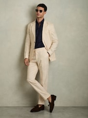 Reiss Navy Ruban Linen Button-Through Shirt - Image 3 of 7
