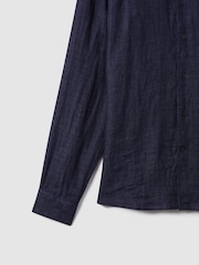 Reiss Navy Ruban Linen Button-Through Shirt - Image 7 of 7