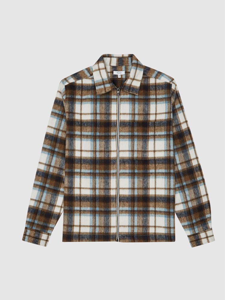 Reiss Toffee Hutch Brushed Check Over-Shirt - Image 2 of 6