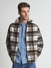 Reiss Toffee Hutch Brushed Check Over-Shirt - Image 3 of 6