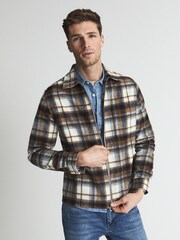 Reiss Toffee Hutch Brushed Check Over-Shirt - Image 6 of 6