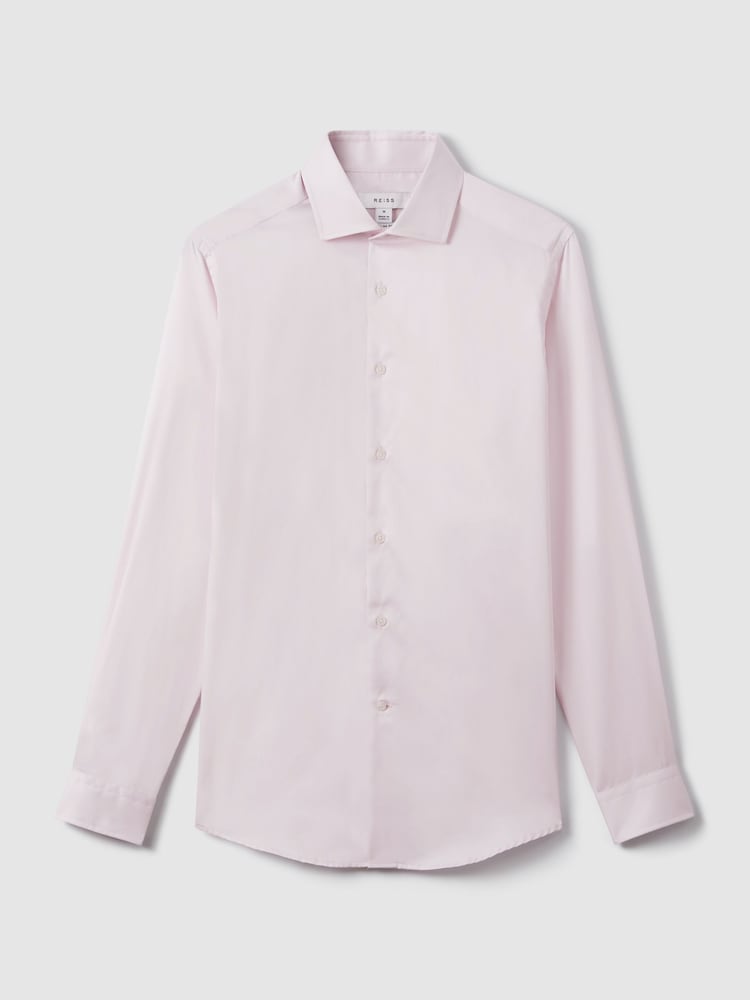 Reiss Pink Remote Slim Fit Cotton Sateen Striped Shirt - Image 2 of 8