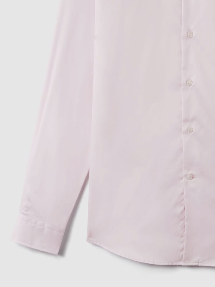 Reiss Pink Remote Slim Fit Cotton Sateen Striped Shirt - Image 8 of 8