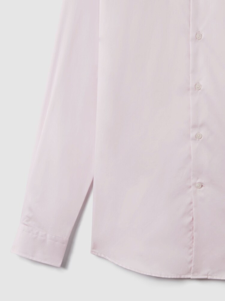 Reiss Pink Remote Slim Fit Cotton Sateen Striped Shirt - Image 8 of 8 Reiss Pink Remote Slim Fit Cotton Sateen Striped Shirt - Image 8 of 8