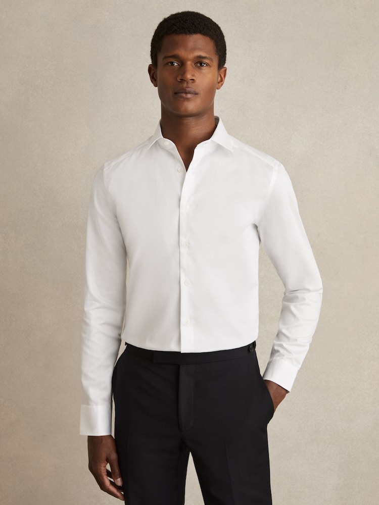 Reiss White Remote Cotton Sateen Shirt - Image 1 of 8