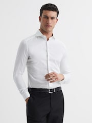 Reiss White Storm Slim Fit Two-Fold Cotton Shirt - Image 1 of 8