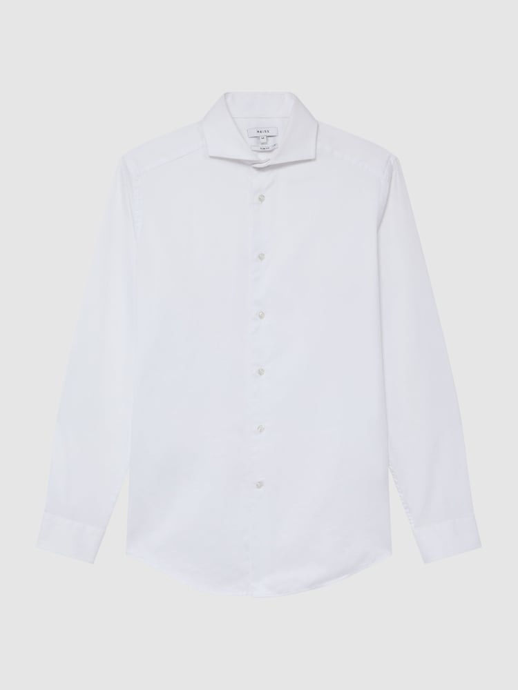 Reiss White Storm Slim Fit Two-Fold Cotton Shirt - Image 2 of 8
