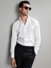 Reiss White Storm Slim Fit Two-Fold Cotton Shirt - Image 9 of 18