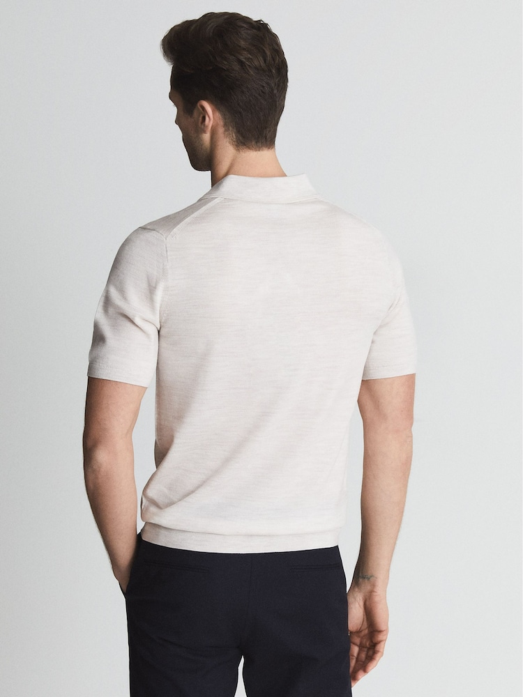 Arcilla - Polo Duchie de cuello abierto de lana merina de Reiss - Imagen 5 de 5