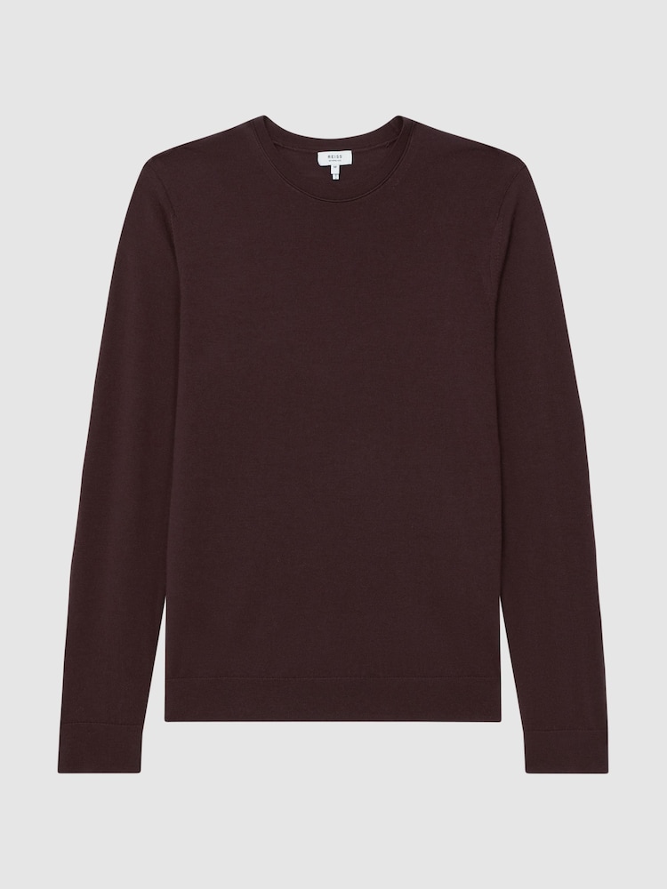 Reiss Bordeaux Wessex Merino Wool Crew Neck Jumper - Image 2 of 6