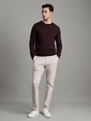 Reiss Bordeaux Wessex Merino Wool Crew Neck Jumper - Image 3 of 6
