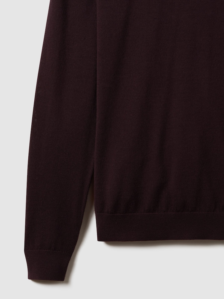 Reiss Bordeaux Wessex Merino Wool Crew Neck Jumper - Image 6 of 6