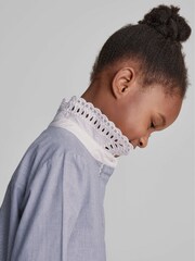 Reiss Blue Zoe Junior Stripe Embroidered Collar Blouse - Image 4 of 7