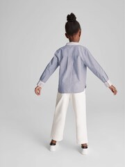 Reiss Blue Zoe Junior Stripe Embroidered Collar Blouse - Image 5 of 7