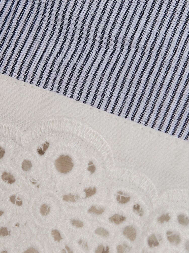 Reiss Blue Zoe Junior Stripe Embroidered Collar Blouse - Image 7 of 7