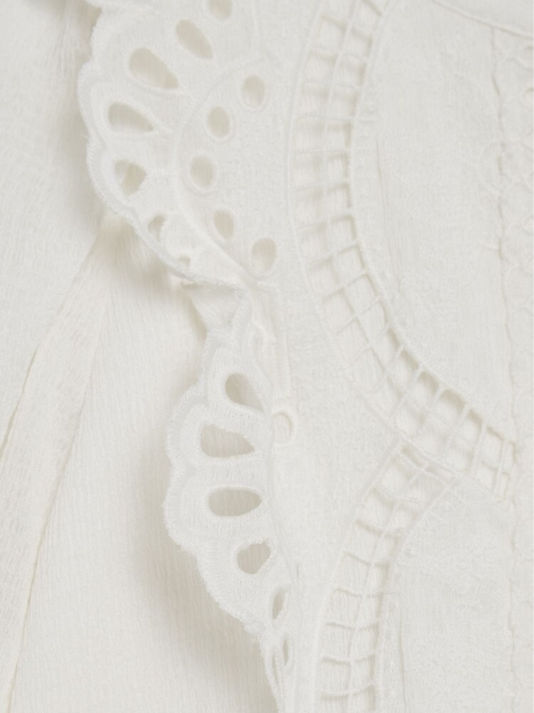 Reiss Cream Piper Junior Embroidered Detail Blouse - Image 6 of 6