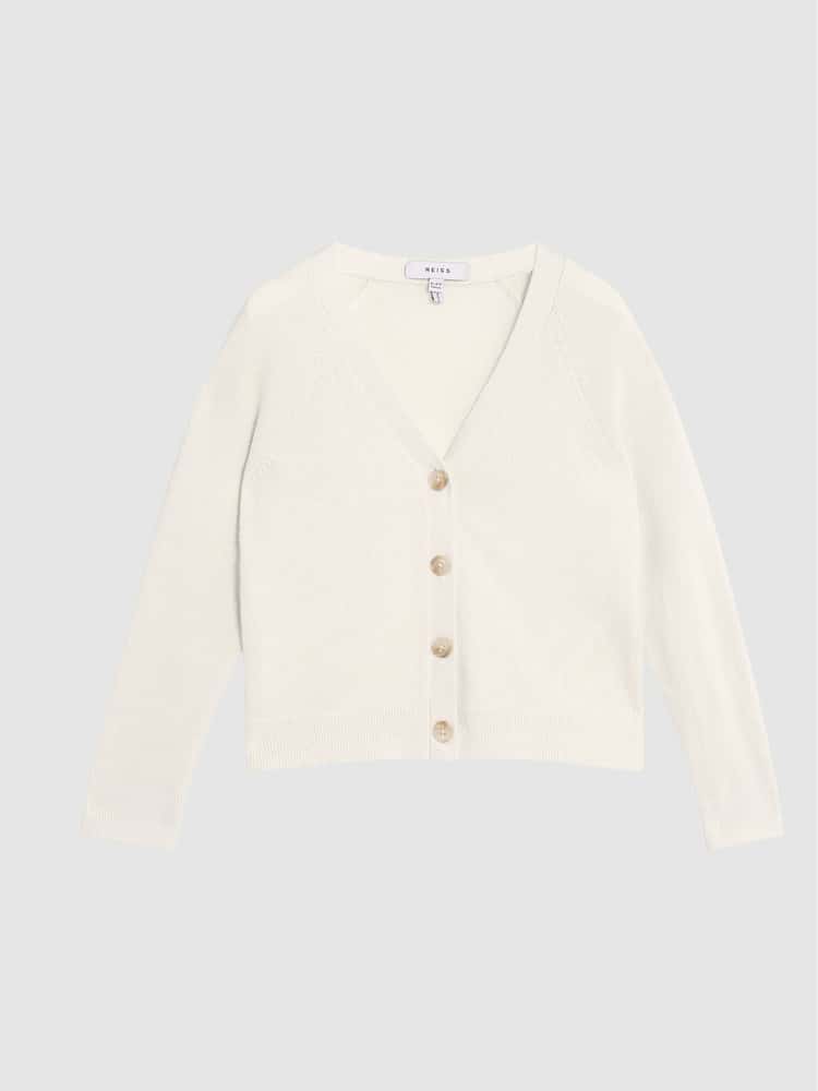 Reiss White Amelia Jr Button Up Cardigan - Image 2 of 6 Reiss White Amelia Jr Button Up Cardigan - Image 2 of 6