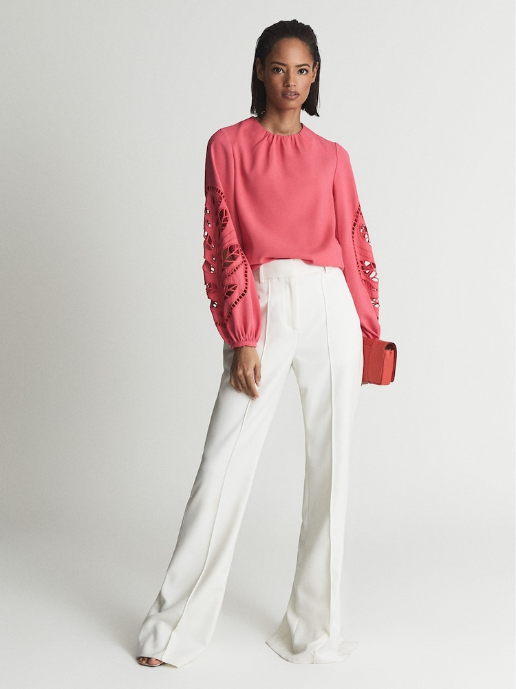 Reiss Pink Belle Embroidery Interest Blouse - Image 1 of 6
