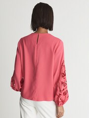 Reiss Pink Belle Embroidery Interest Blouse - Image 5 of 6