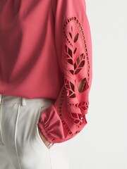 Reiss Pink Belle Embroidery Interest Blouse - Image 6 of 6