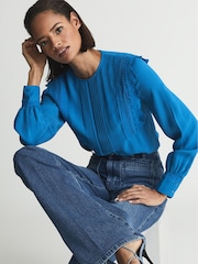 Reiss Cobalt Blue Bexley Fabric Interest Blouse - Image 1 of 7