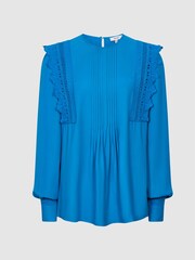 Reiss Cobalt Blue Bexley Fabric Interest Blouse - Image 2 of 7