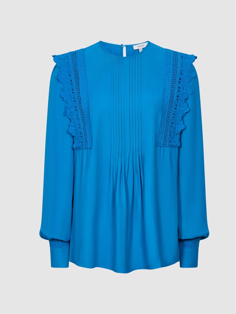 Reiss Cobalt Blue Bexley Fabric Interest Blouse - Image 2 of 7