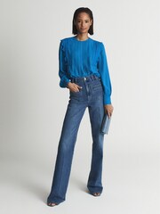Reiss Cobalt Blue Bexley Fabric Interest Blouse - Image 3 of 7