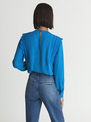 Reiss Cobalt Blue Bexley Fabric Interest Blouse - Image 5 of 7