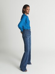Reiss Cobalt Blue Bexley Fabric Interest Blouse - Image 6 of 7