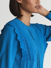 Reiss Cobalt Blue Bexley Fabric Interest Blouse - Image 7 of 7