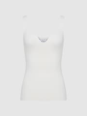 Reiss White Daisy Sweetheart Neck Top - Image 2 of 7