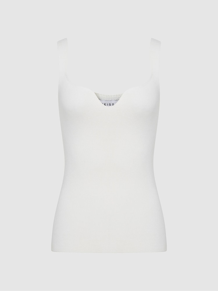 Reiss White Daisy Sweetheart Neck Top - Image 2 of 7 Reiss White Daisy Sweetheart Neck Top - Image 2 of 7