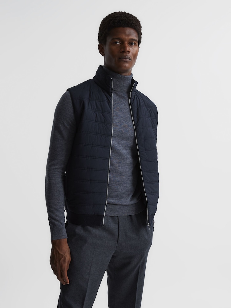 Reiss Navy William Quilted Gilet - Image 1 of 6