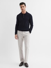 Reiss Navy Trafford Merino Wool Polo Shirt - Image 3 of 6