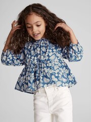 Reiss Blue Lee Junior Fruit Print Blouse - Image 1 of 6