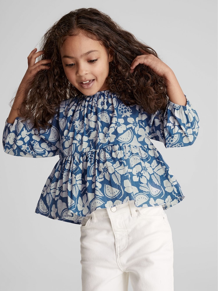 Reiss Blue Lee Junior Fruit Print Blouse - Image 1 of 6
