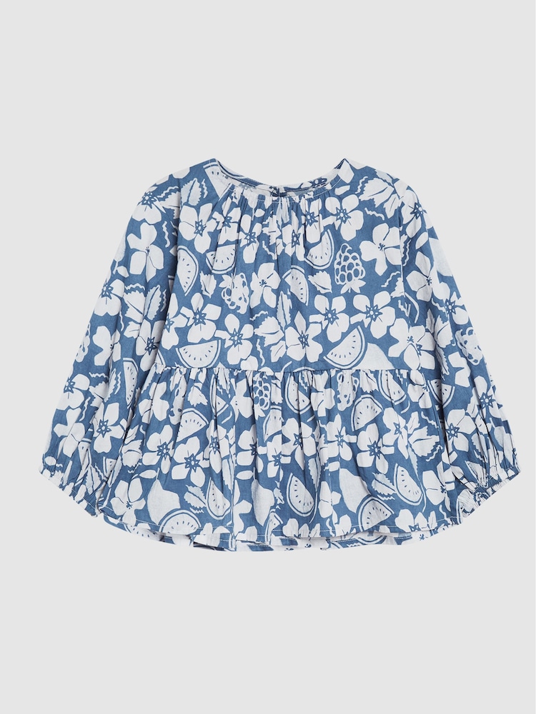 Reiss Blue Lee Junior Fruit Print Blouse - Image 2 of 6