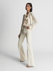 Reiss Cream Karina Embroidered Front Blouse - Image 3 of 6