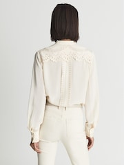 Reiss Cream Karina Embroidered Front Blouse - Image 5 of 6