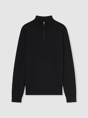 Musta - Reiss Blackhall Merinovilla Half-Zip Puolipoolokaulus Neulepusero - Kuva 2 / 5