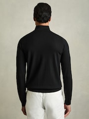 Musta - Reiss Blackhall Merinovilla Half-Zip Puolipoolokaulus Neulepusero - Kuva 4 / 5