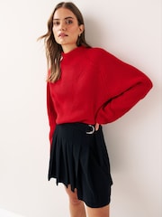 Red Long sleeve Ribbed Cropped Jumper - Image 1 of 5