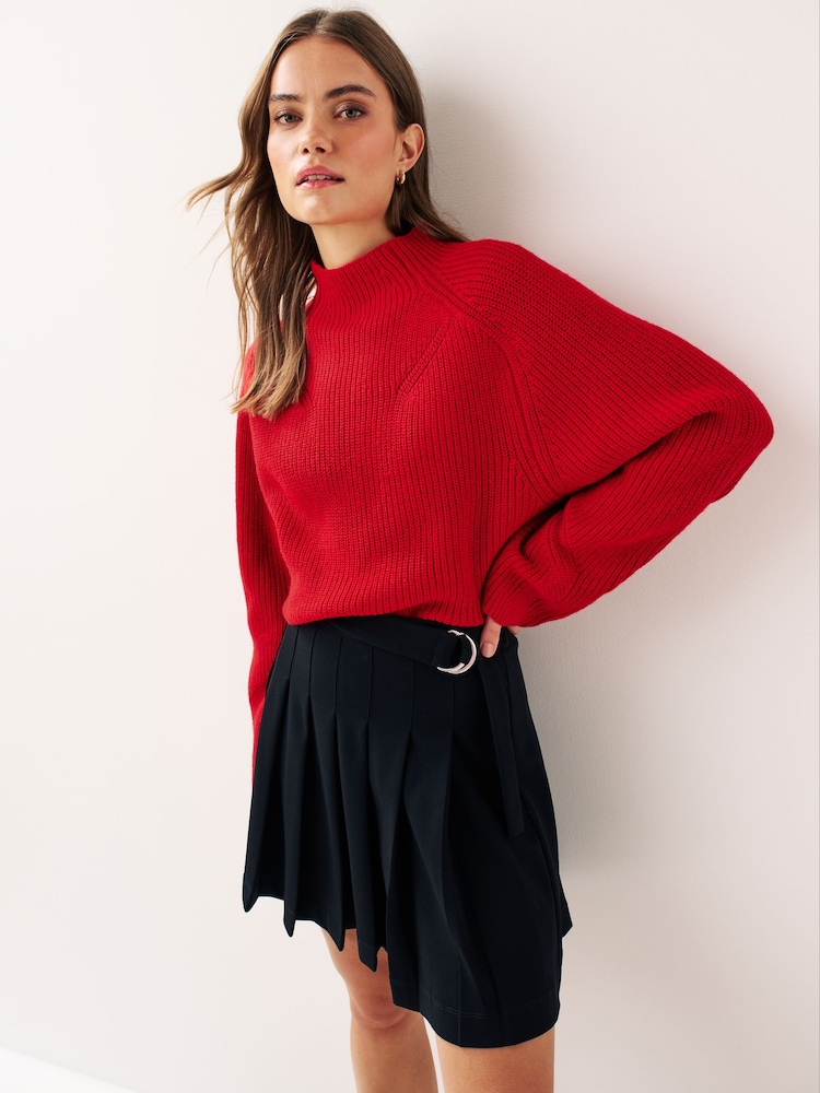 Red Long sleeve Ribbed Cropped Jumper - Image 1 of 5