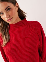 Red Long sleeve Ribbed Cropped Jumper - Image 3 of 5