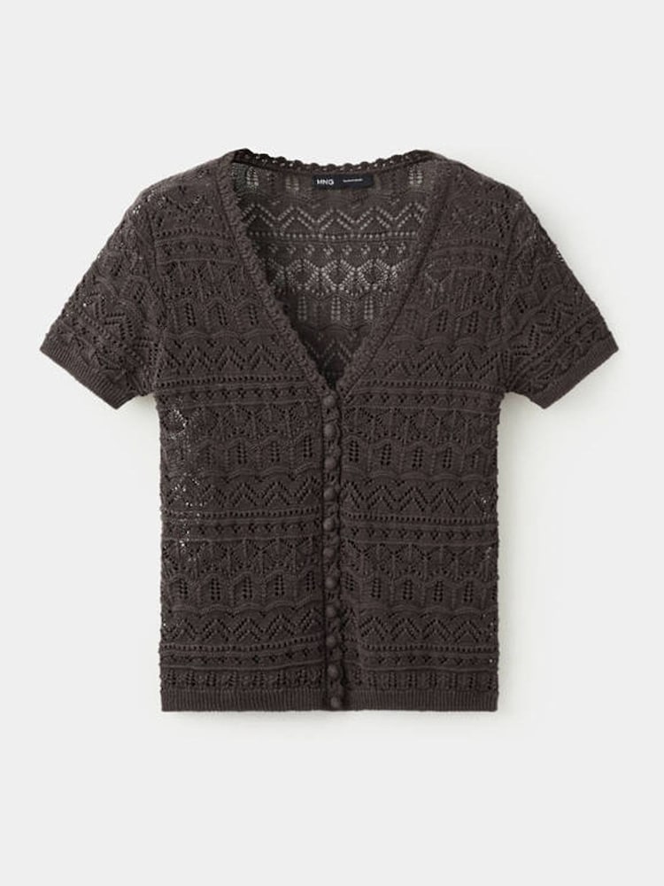 Mango Brown Short Sleeve Cardigan - Image 1 of 3
