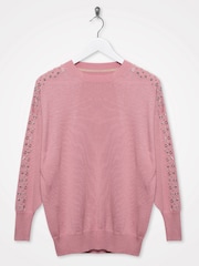 Sonder Studio Pink Eyelet Embellished Jumper - Image 3 of 5