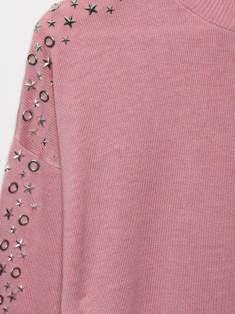 Sonder Studio Pink Eyelet Embellished Jumper - Image 5 of 5